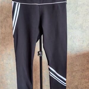 Stylish Black Leggings with White Stripes